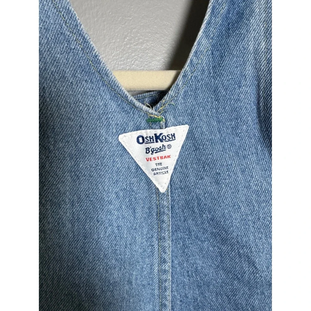 Vintage OshKosh Bgosh Kids Size 4 Blue Denim Vestbak Shortalls Light Wash 90s